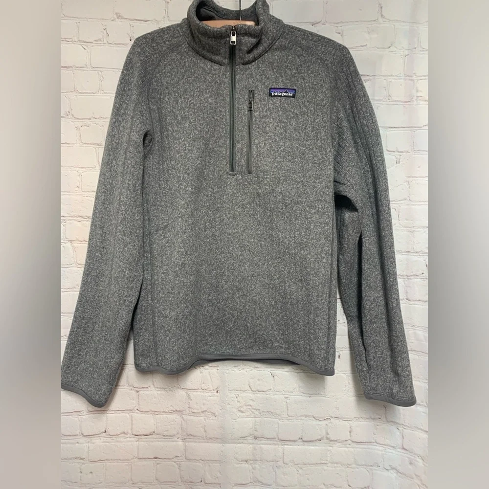 Patagonia Heathered Gray Ribbed Better Sweater 1/4 Zip Fleece Pullover Size S 44